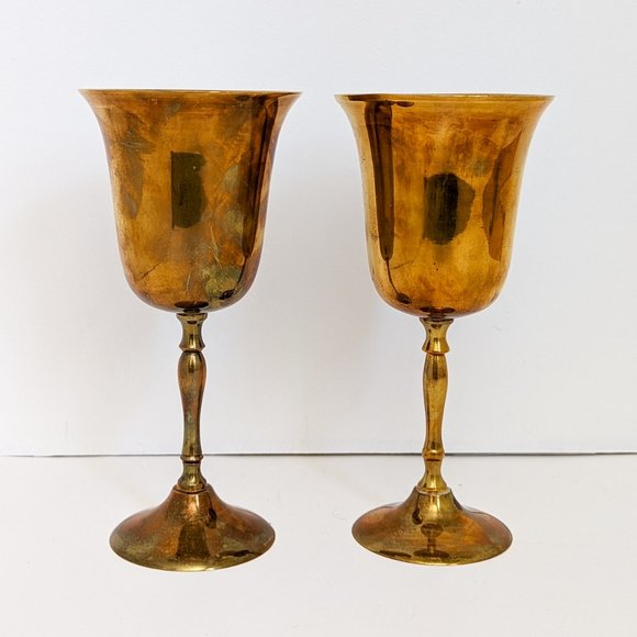 Pair of Brass Goblets Made in India - Picture 1 of 11